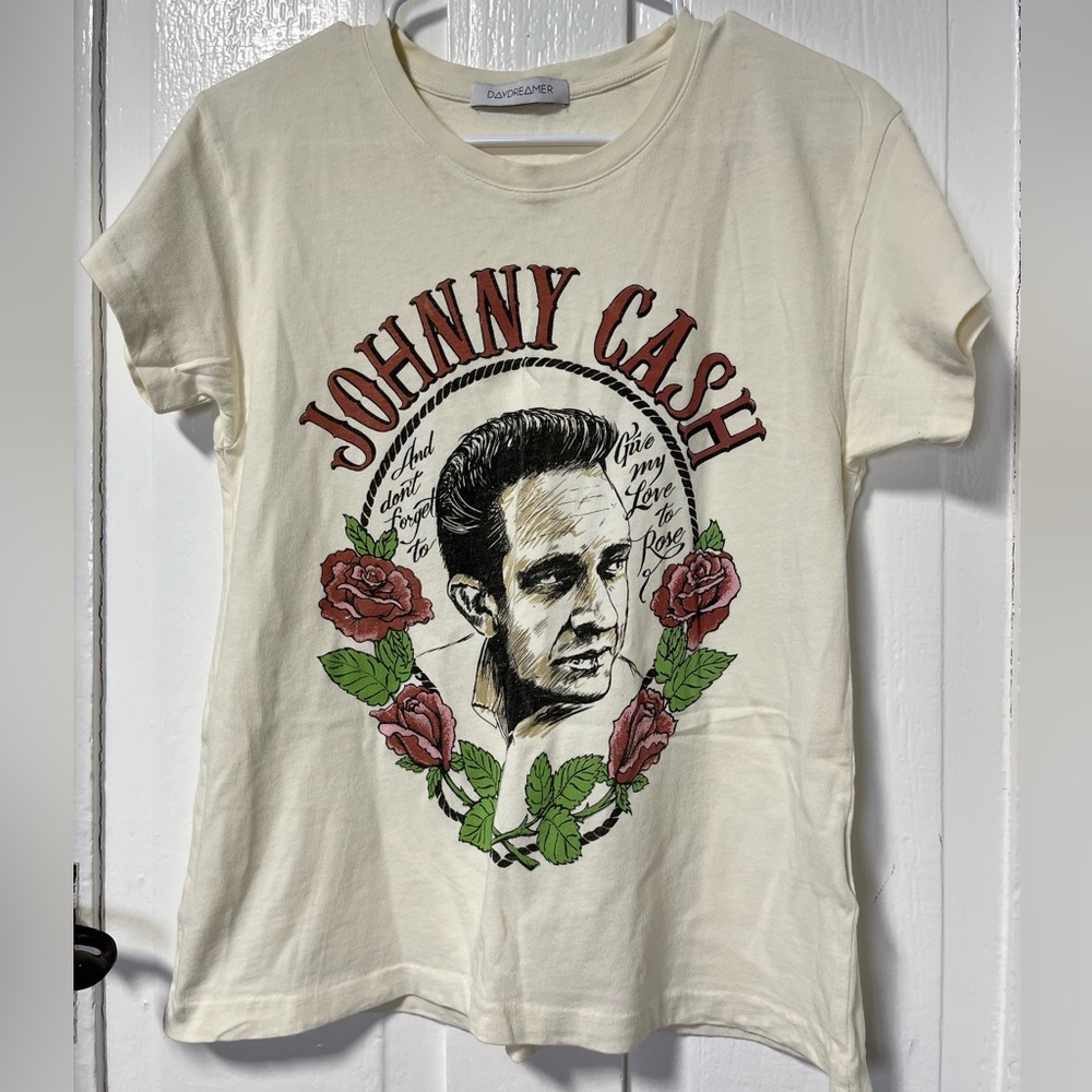 Daydreamer Love to Rose Johnny Cash in stone vintage tshirt size xs - Picture 2 of 7